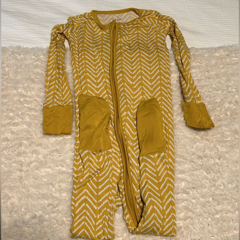 Little sleepies yellow chevron zippy 3t